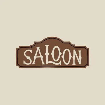 Hand drawn vector illustration of old western saloon sign Stock Illustration