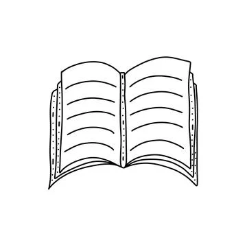 Hand drawn vector illustration of open book in doodle style. Cute llustration Stock Illustration