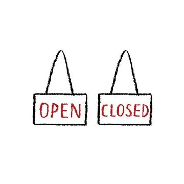Hand drawn vector illustration of open, close sign on white background 스톡 일러스트