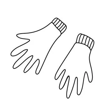 Hand drawn vector illustration of a pair gloves in doodle style Stock Illustration