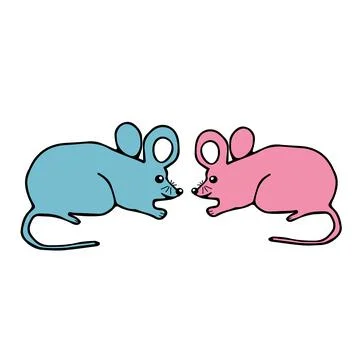 Hand drawn vector illustration of a pair of beautiful little pink and blue yo Stock Illustration