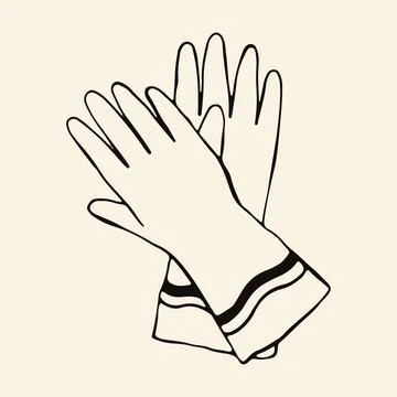 Hand drawn vector illustration of a pair of protective rubber gloves for Ilustração Stock