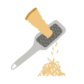 Hand drawn vector illustration of parmesan cheese grated with cheese grater.  Stock Illustration