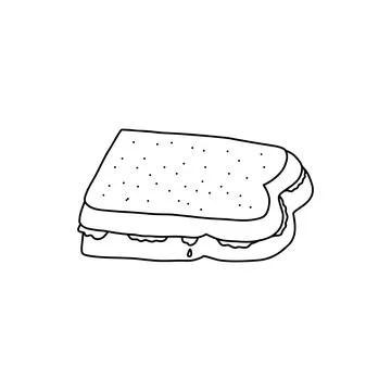 Hand drawn vector illustration peanut butter jelly sandwich or grilled cheese Stock Illustration