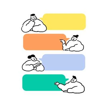 Hand drawn vector illustration of people talking with speech bubbles Stock Illustration
