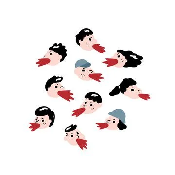 Hand drawn vector illustration of people complain on white background. 스톡 일러스트