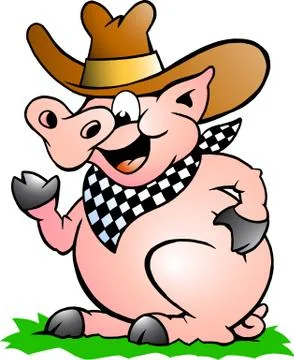 Hand-drawn vector illustration of an pig chef that welcomes Stock Illustration