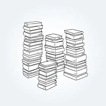 Hand drawn vector illustration of pile of books Illustrazione stock