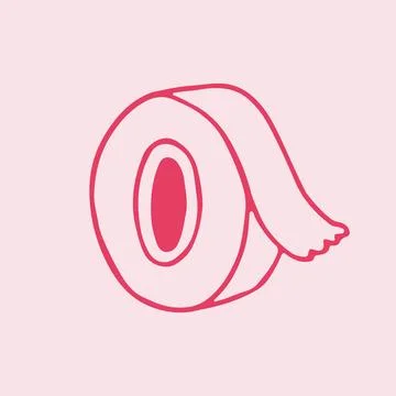 Hand drawn vector illustration of a pink washi tape roll. Cute stationery tool Stock Illustration