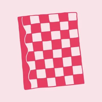 Hand drawn vector illustration of a pink checkered notebook or journal. Cute Stock Illustration