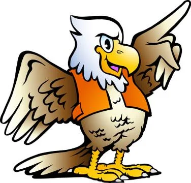 Hand-drawn vector illustration of an pointing eagle Stock Illustration
