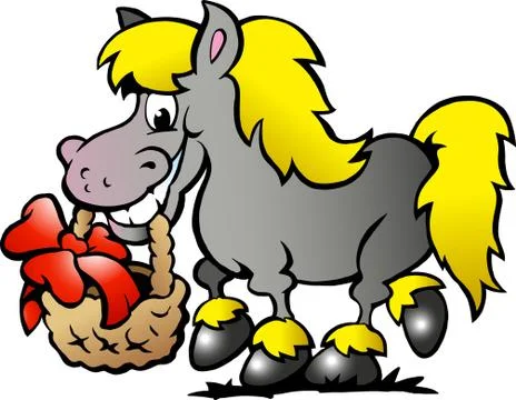 Hand-drawn vector illustration of an pony horse Stock Illustration
