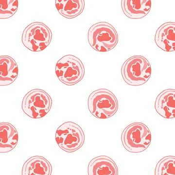 Hand drawn vector illustration of pork belly slices pattern. 스톡 일러스트