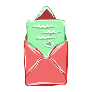 Hand drawn vector illustration of a postal envelope for letters 스톡 일러스트