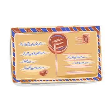 Hand drawn vector illustration of a postal envelope for letters 스톡 일러스트
