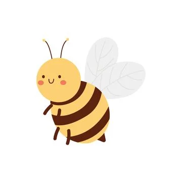 Hand drawn vector illustration of a pretty bee character. Stock Illustration
