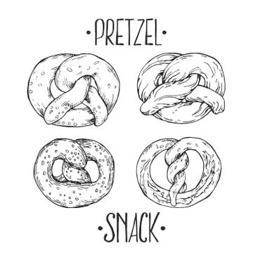 Hand drawn vector illustration pretzel with lettering Stock Illustration