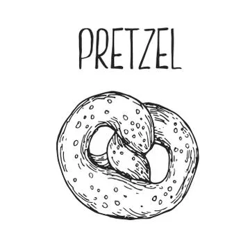 Hand drawn vector illustration pretzel with lettering Stock Illustration