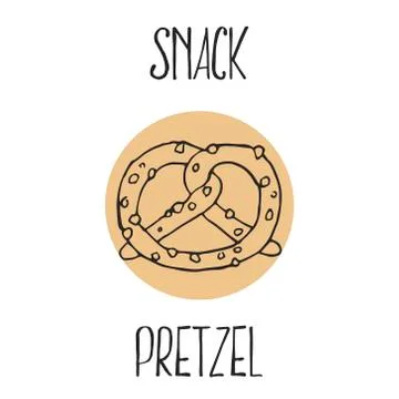 Hand drawn vector illustration pretzel with lettering Stock Illustration