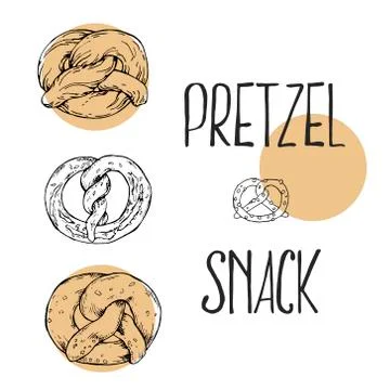 Hand drawn vector illustration pretzel with lettering 스톡 일러스트