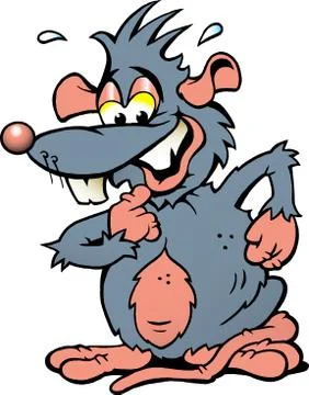 Hand-drawn vector illustration of an rat with a big scared smile Stock Illustration