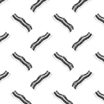 Hand drawn vector illustration of raw bacon slices pattern Illustrazione stock