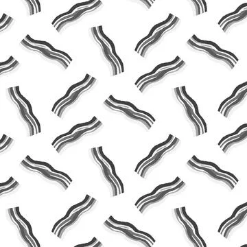 Hand drawn vector illustration of raw bacon slices pattern Stock Illustration