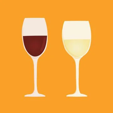 Hand drawn vector illustration of red and white wine glass. Isolated on white Stock Illustration