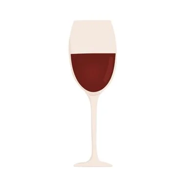 Hand drawn vector illustration of red wine glass. Isolated on white background. Stock Illustration