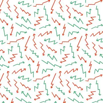 Hand drawn vector illustration of red and green arrow pattern  스톡 일러스트