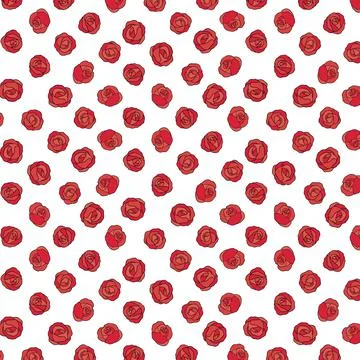 Hand drawn vector illustration of red rose pattern. Stock Illustration