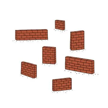 Hand drawn vector illustration of red brick wall. Illustrazione stock