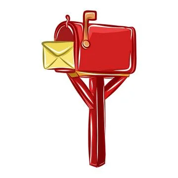 Hand drawn vector illustration of a red mailbox for letters イラスト素材