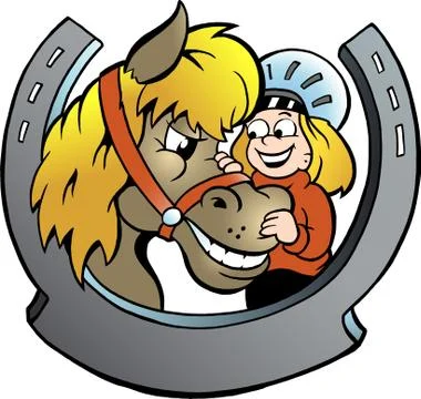Hand-drawn vector illustration of an rider and horse Stock Illustration