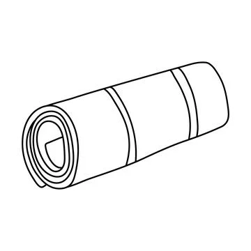 Hand drawn vector illustration of a rolled up mat  in doodle style Stock Illustration