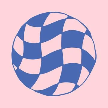 Hand drawn vector illustration of a round plate decorated with a blue and pink Stock Illustration
