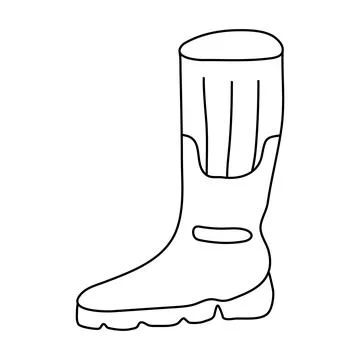 Hand drawn vector illustration of a Rubber boot in doodle style Stock Illustration