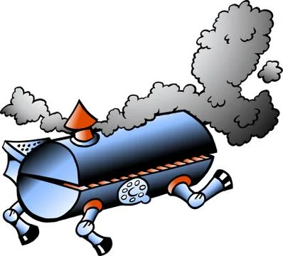 Hand-drawn vector illustration of an running bbq barrel Stock Illustration