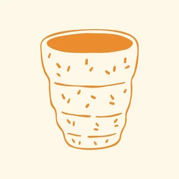 Hand drawn vector illustration of a rustic handmade pottery mug with rough Stock Illustration
