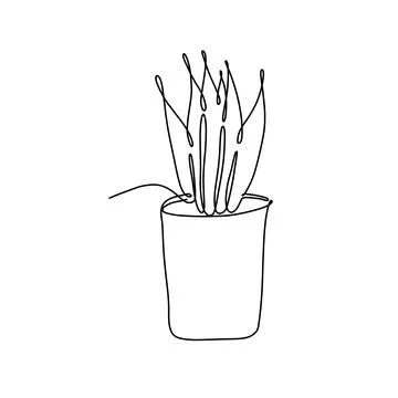 Hand drawn vector illustration of s cute houseplant in pot. Cute illustration Stock Illustration