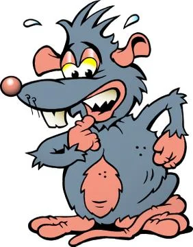 Hand-drawn vector illustration of an scared rat Stock Illustration