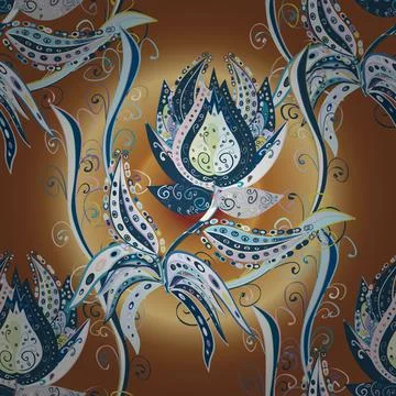 Hand drawn Vector illustration. Seamless flower pattern can be used for sketch, Stock Illustration