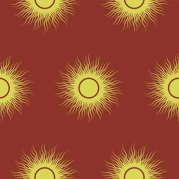 Hand drawn vector illustration seamless pattern with sun. Stock Illustration