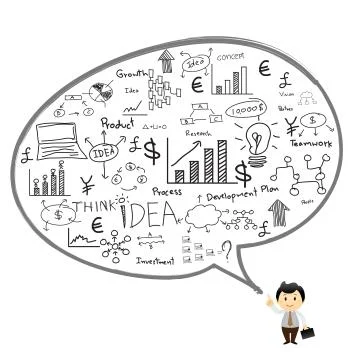 Hand drawn vector illustration set of business planning Illustrazione stock