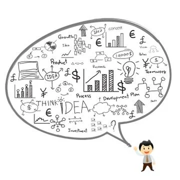 Hand drawn vector illustration set of business planning Stock Illustration