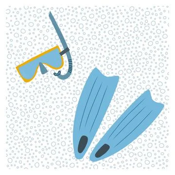 Hand drawn vector illustration of set with summer vacation water sport items Illustrazione stock