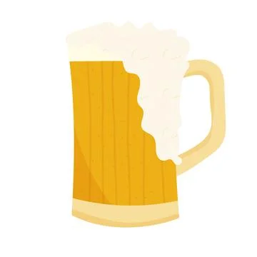 Hand drawn vector illustration set of beer mug with foam. Various cocktails Stock Illustration