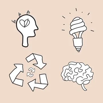 Hand drawn vector illustration of a set of ecology concepts, designs, and i.. Illustrazione stock