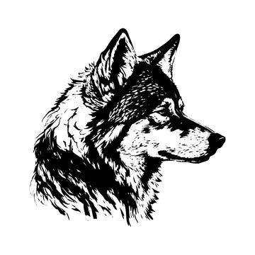 A hand-drawn vector illustration sketch of a wolf, a wild animal of the can.. Stock Illustration