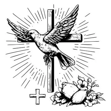 A hand-drawn vector illustration sketch depicting the symbols of Easter, in.. 스톡 일러스트